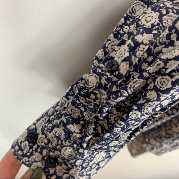 Park Lane American English Size Large Blue White Floral Button Up Men's Shirt - Picture 5 of 9